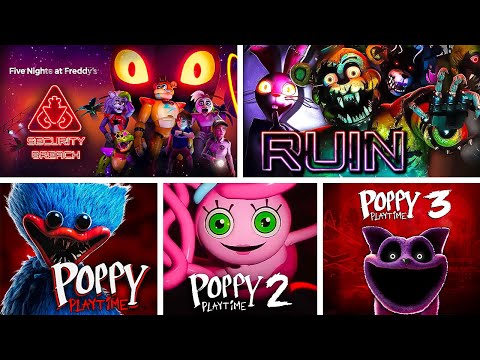 Flatscreen Horror Marathon | FNAF Security Breach + RUIN DLC (ALL ENDINGS) | Poppy Playtime 1, 2 & 3