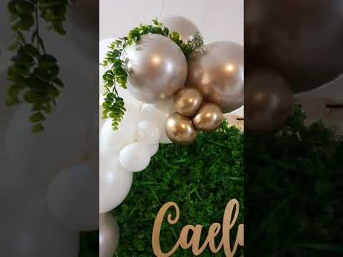 Christening Decoration | Balloon Garland | Tabletop Backdrop | Grass Wall