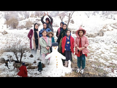 Qasim nomadic family on a snowy day and traditional life and close relationship with neighbors2024