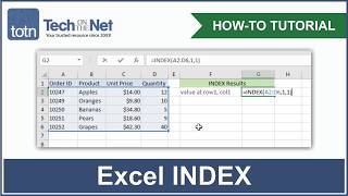 How to use the INDEX function in Excel