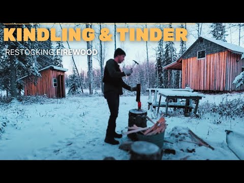 ALASKA CABIN PREP | CUTTING KINDLING, RESTOCKING FIREWOOD, GATHERING BIRCH BARK