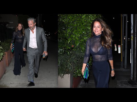 Brooke Burke is All Smiles Wearing A Sheer Top For Dinner With Scott Rigsby in Santa Monica!