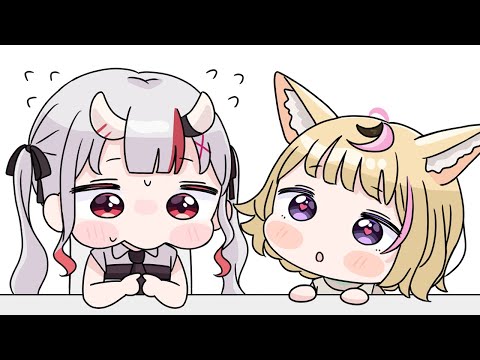 【手描き】ぐいぐいくるポルカにビビるあやめ【百鬼あやめ/尾丸ポルカ/大神ミオ/ホロライブ切り抜き】【切り抜き漫画】