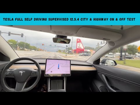 Tesla Full Self Driving 12.5.4 City & Highway On & Off Test