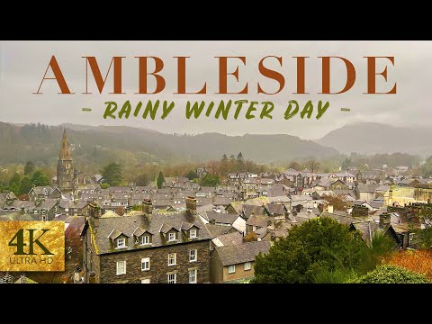 Virtual Winter Rainy Day Walkthrough of Ambleside, England