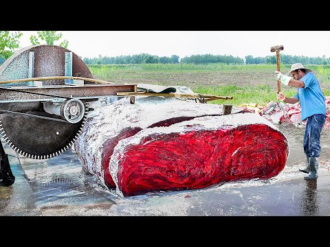 Primitive Process of Cutting Massive Volcanic Glass to Make Crystal Balls