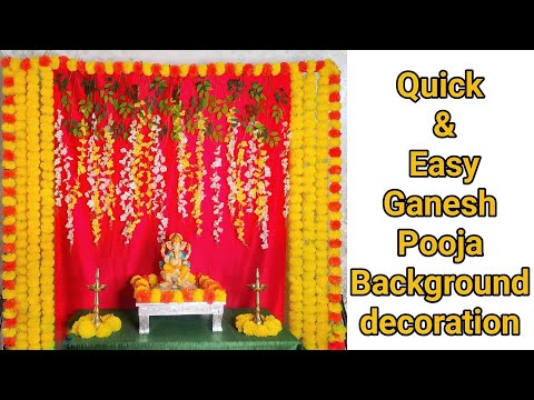 Ganesh Pooja Background decoration ideas || Background decoration for Ganesh Chaturthi at home.