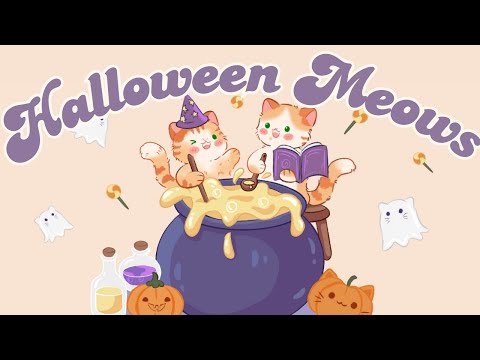 Happy Halloween Meows 🎃👻 1 Hour Cafe Song 🪄 Stream cafe 🍂cute & relaxing music🍁Make Your Day Better🔮