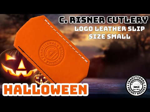 C. Risner Cutlery: Logo Leather Slip Small - Halloween Orange