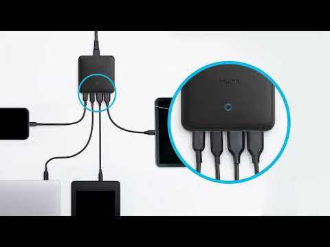 Carregador com duas portas USB C, 4 portas, PIQ 3.0, Powerport Atom III, 45W Max, iPhone 11, Xiaomi