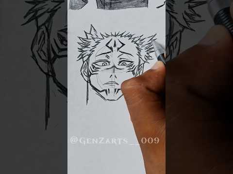 Drawing Sukuna from jujutsu kaisen | GlowArt #animedrawing#anime #glowart