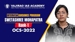 Swetashree Mohapatra, Rank - 1, OCS 2022 | Vajirao IAS Academy