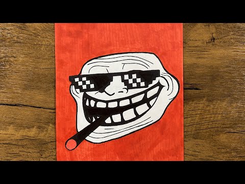 Easy to draw | How to draw troll face ( cool ) step-by-step