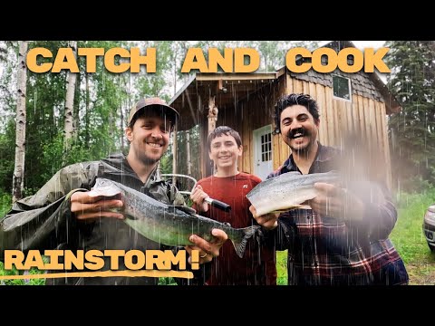 Alaska Salmon Fishing In The POURING RAIN | OFF-GRID Cabin Life