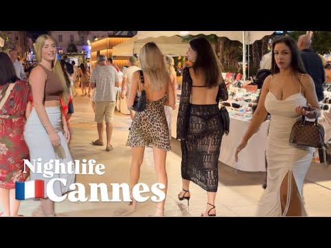 Cannes Girls Before Midnight 4K Cannes-French🇫🇷 NIGHTLIFE.  HDR