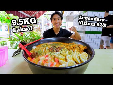 INSANE 9.5KG LAKSA CHALLENGE! | 22 Servings of Yishun 928 Laksa Eaten SOLO! | World's Biggest Bowl!