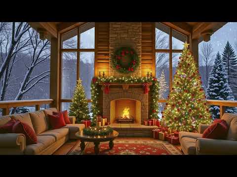 Soft Jazz Piano Music and Snow Ambience in Winter ✨ Soft Christmas Jazz Music for Work, Studying