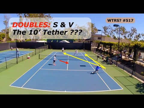 Tennis Doubles Serve & Volley.  When Pulled Wide.  The 10' Tether???  What's The Right Shot? # 517