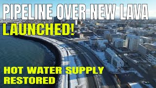 500 m. long pipe was laid over new lava! Hot water supply restored in 2 days! 13.02.24