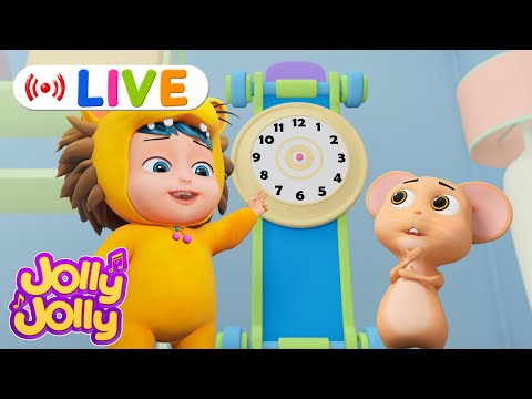 LIVE🔴Hickory dickory dock, Three little kittens + More | Jolly Jolly & Animals - Best Kids Songs!