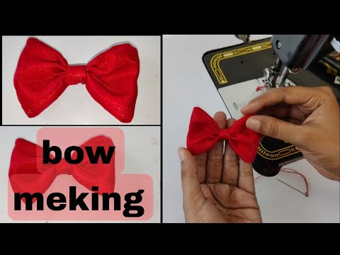 Beautiful  red ♥️ bow making easy way. Bow sewing.