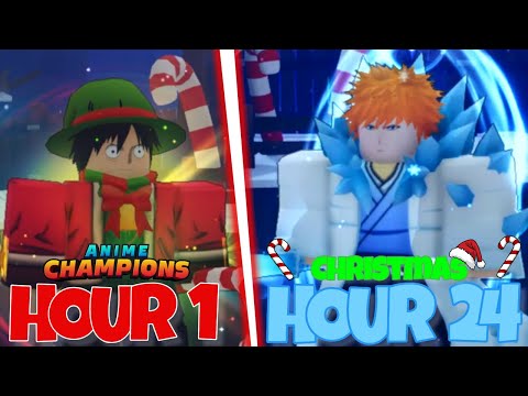 Spending 24 Hours In New *CHRISTMAS* Holiday Update! Anime Champions Simulator