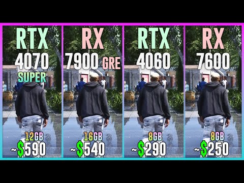 RTX 4070 SUPER vs RX 7900 GRE vs RTX 4060 vs RX 7600 - Test in 20 Games