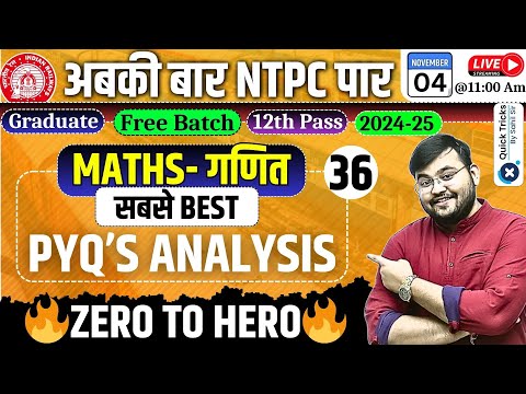 RRB NTPC Classes 2024 | Best PYQ Analysis for Maths | NTPC Maths Previous Year Question by Sahil Sir