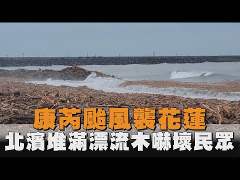 康芮颱風襲花蓮　北濱堆滿漂流木嚇壞民眾