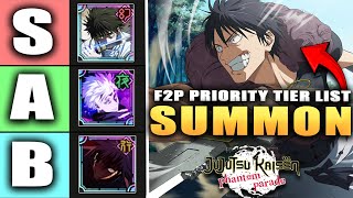 *NEW* F2P SUMMON PRIORITY TIER LIST!!!!!!!! (Jujutsu Kaisen Phantom Parade)