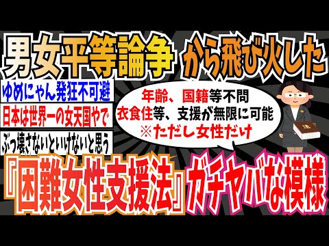 【男性差別】女子枠や牛角から巻き起こった男女平等論争から飛び火し、判明した『困難女性支援法』がガチでヤバい…【ゆっくり 時事ネタ ニュース】