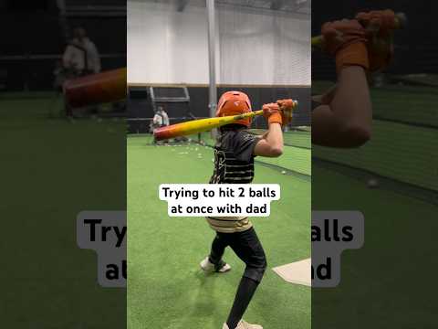 Trying to hit two baseballs at once with coach dad #mlb #baseball #baseballszn #sports