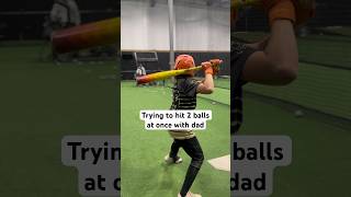 Trying to hit two baseballs at once with coach dad #mlb #baseball #baseballszn #sports