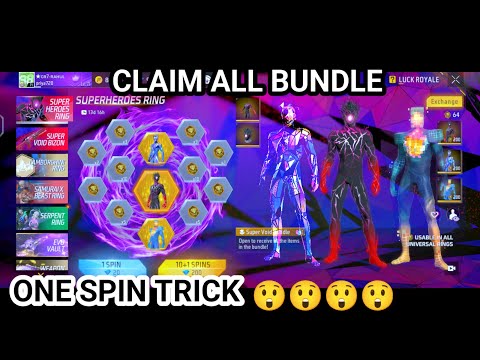 FF LUCK ROYALE SPIN | FF NEW EVENT SPIN VIDEO | SUPER HEROES RING EVENT SPIN TRICK