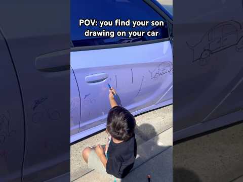 Caught my son drawing on my car today😅 #ruined #wrap #vinyl