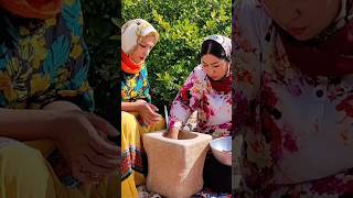 life of village girls: cooking mountain pistachio soup   #традиционная #natural #life #stone mill#