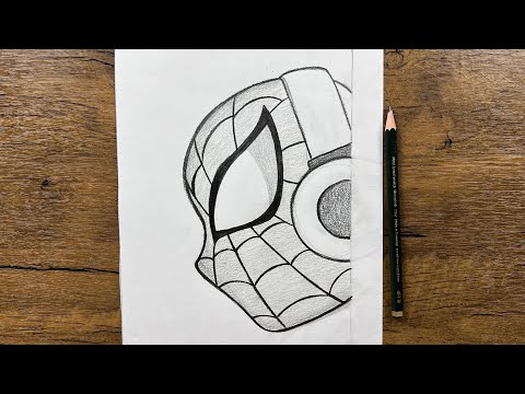 Easy Spiderman drawing | How to draw Spiderman wearing headphones 🎧