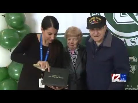 WWII veteran receives high school diploma from Cranston East