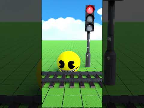 Pacman vs Train🚄🥵  #train #animation #pacman