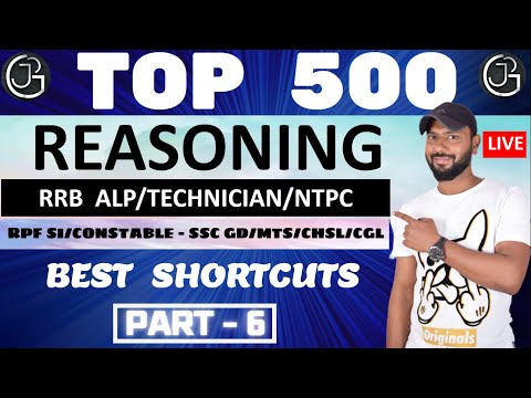 🔴LIVE 🔴 TOP 500 REASONING QUESTIONS FOR ALL COMPETITIVE EXAMS - PART 6