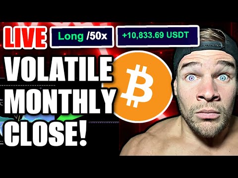 LIVE - HALF MILLION DOLLAR BITCOIN TRADE (Very VERY Important Monthly Close HAPPENS NOW)