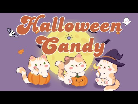 Halloween Candy Kitty 🎃 1 Hour Cafe Song 👻Stream cafe 🍂cute & relaxing music🍁Make Your Day Better