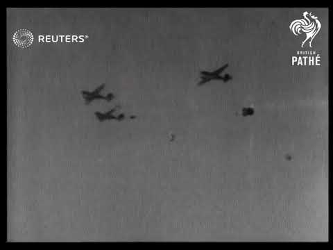 Eighth Army glider troops taking off for Sicily / American paratroops in final North Afric...(1943)