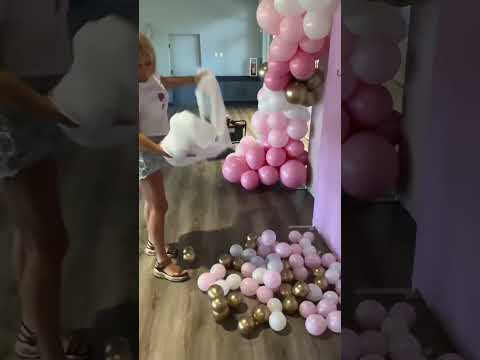 Baby Shower Balloon setup | flowers in balloon garland