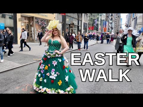 NEW YORK CITY Walking Tour [4K] - EASTER WALK - Easter Bonnet Festival