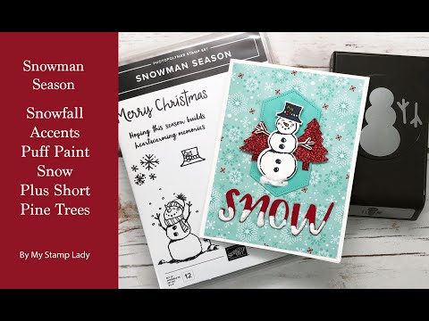 Snowman Season With Snowfall Accents Puff Paint And Short Pine Trees