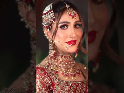 Aiza Awan famous pakistani actress Classic Red Bold Bridal Look#shorts#aizaawan#pakistaniactress