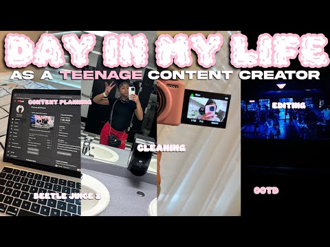 DAY IN MY LIFE AS A TEENAGE CONTENT CREATOR ‪♡ cleaning, content planning, editing, beetle juice 2 ♡