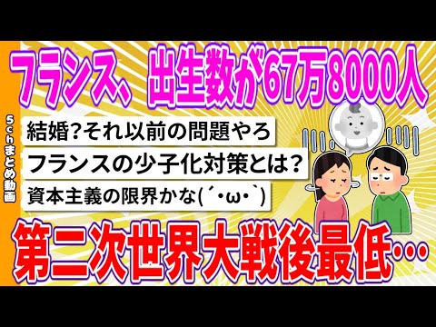 【2chまとめ】フランス、出生数が67万8000人、第二次世界大戦後最低…【ゆっくり】