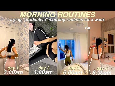 I tried the most PRODUCTIVE morning routines FOR A WEEK🌱 *life changing* waking up at 3am, 4am &5am